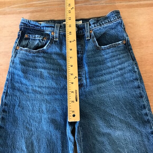 Levi's Ribcage Straight Ankle Jeans Women 27 Blue Button Fly Medium Wash Stretch - Picture 9 of 15